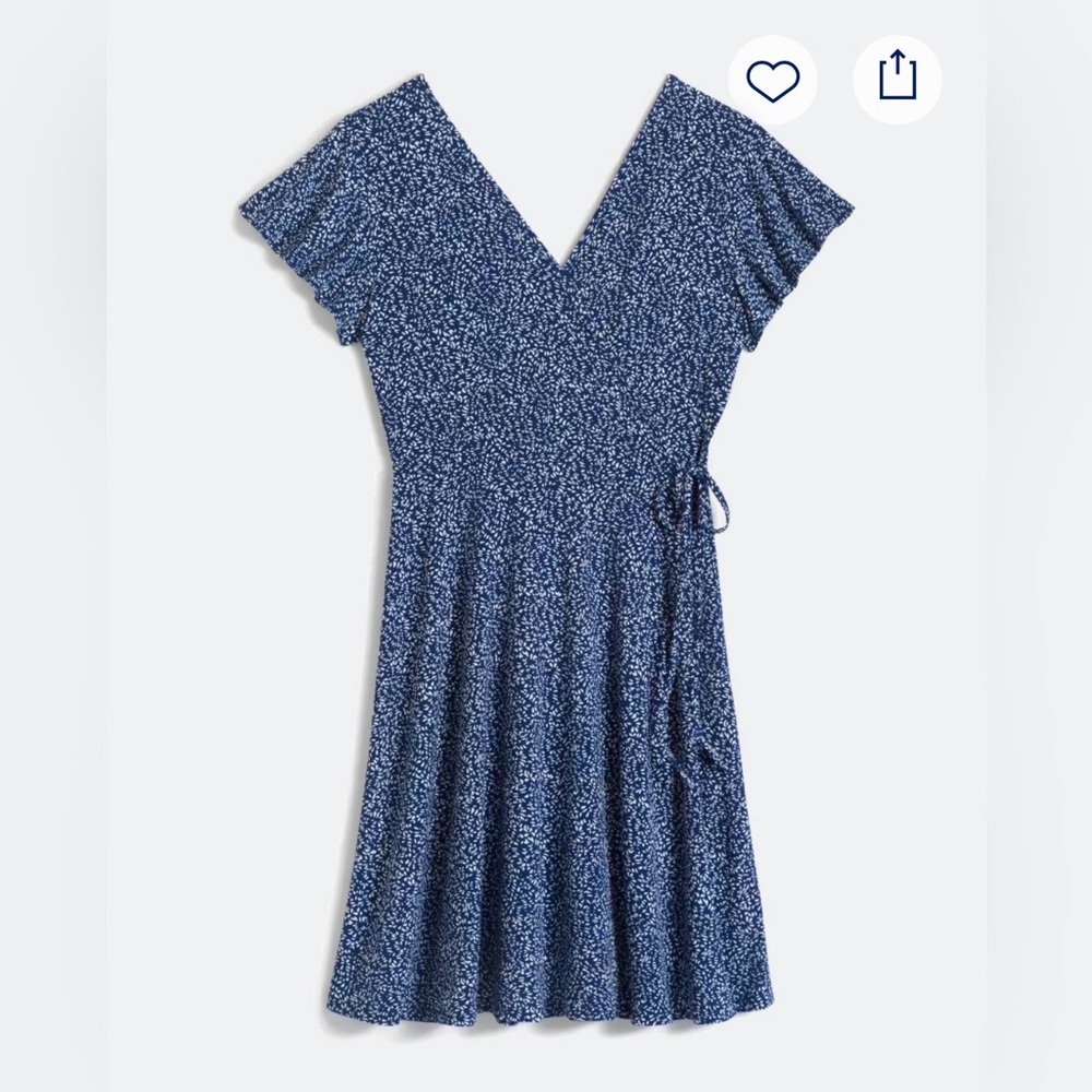 KAILEIGH Kaela Faux Wrap Knit Dress - Navy Blue - Small